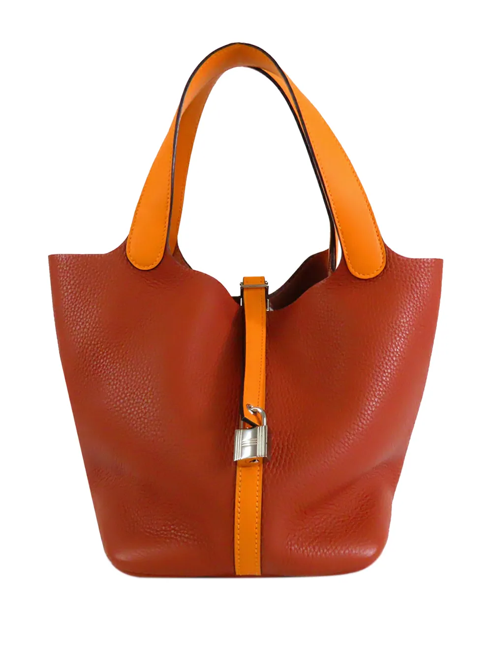 Hermès Pre-Owned 2016 Bicolor Clemence and Swift Picotin Lock 22 handbag - Arancione