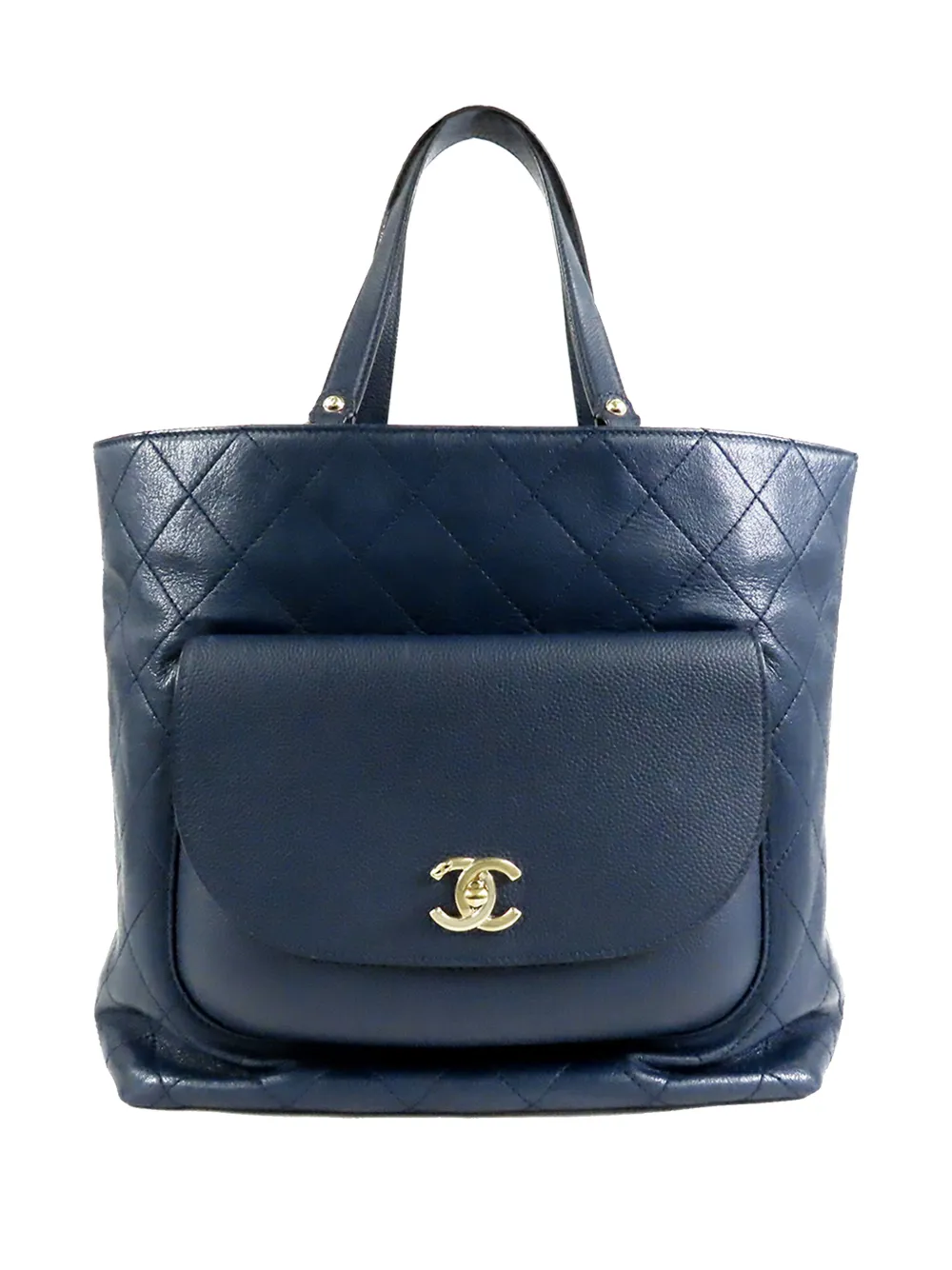 CHANEL Pre-Owned 2017-2018 Quilted Calfskin and Caviar Daily Round Pocket tote bag - Blu