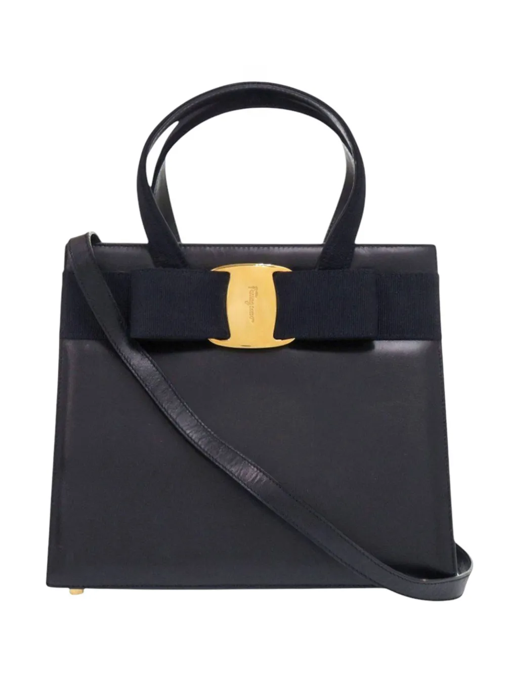 Ferragamo Pre-Owned 20th Century Leather Vara Bow satchel - Nero