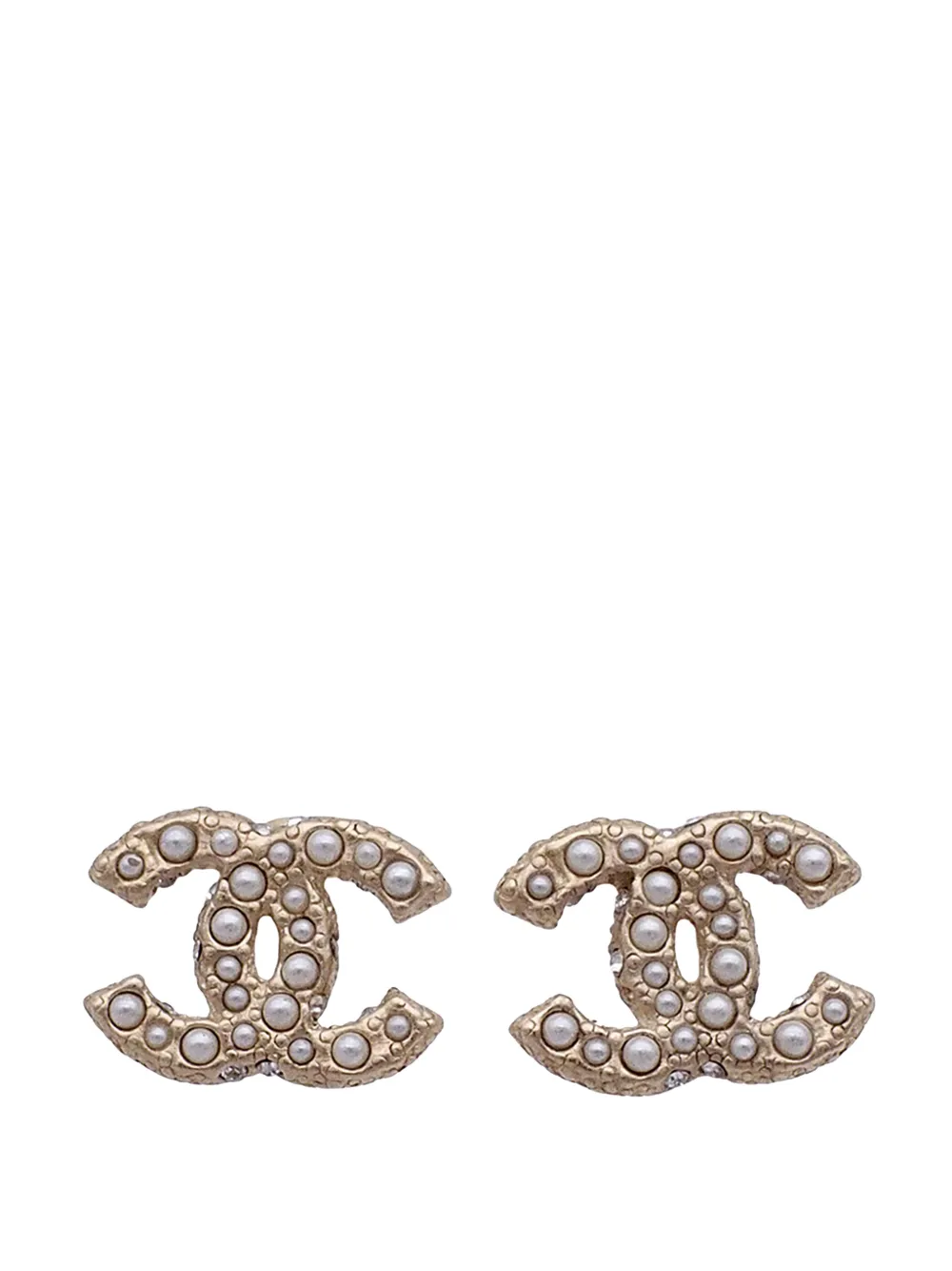 CHANEL Pre-Owned 2010-2026 CC Gold Plated and Faux Pearls Bullet Back Earrings costume earrings - Oro