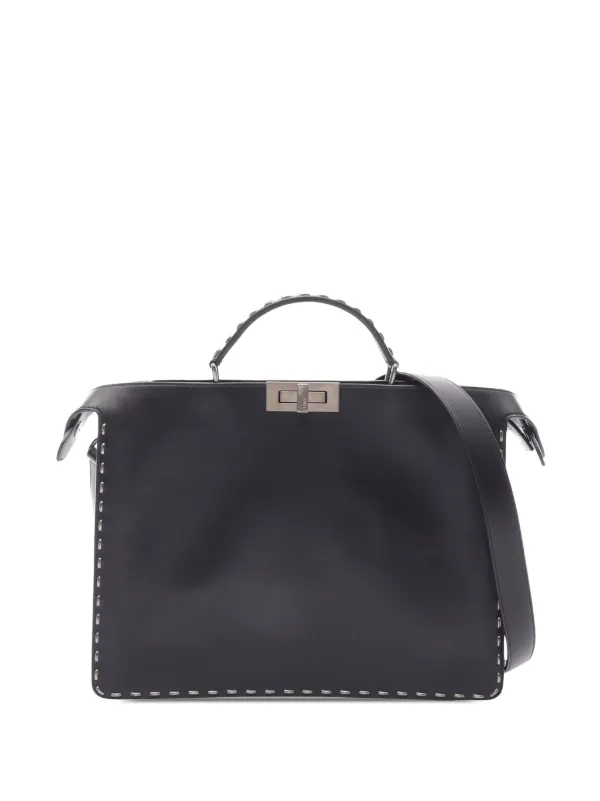 Fendi Pre-owned 2009-2026 Studded Leather Peekaboo Iseeu Briefcase Business Bag in Black
