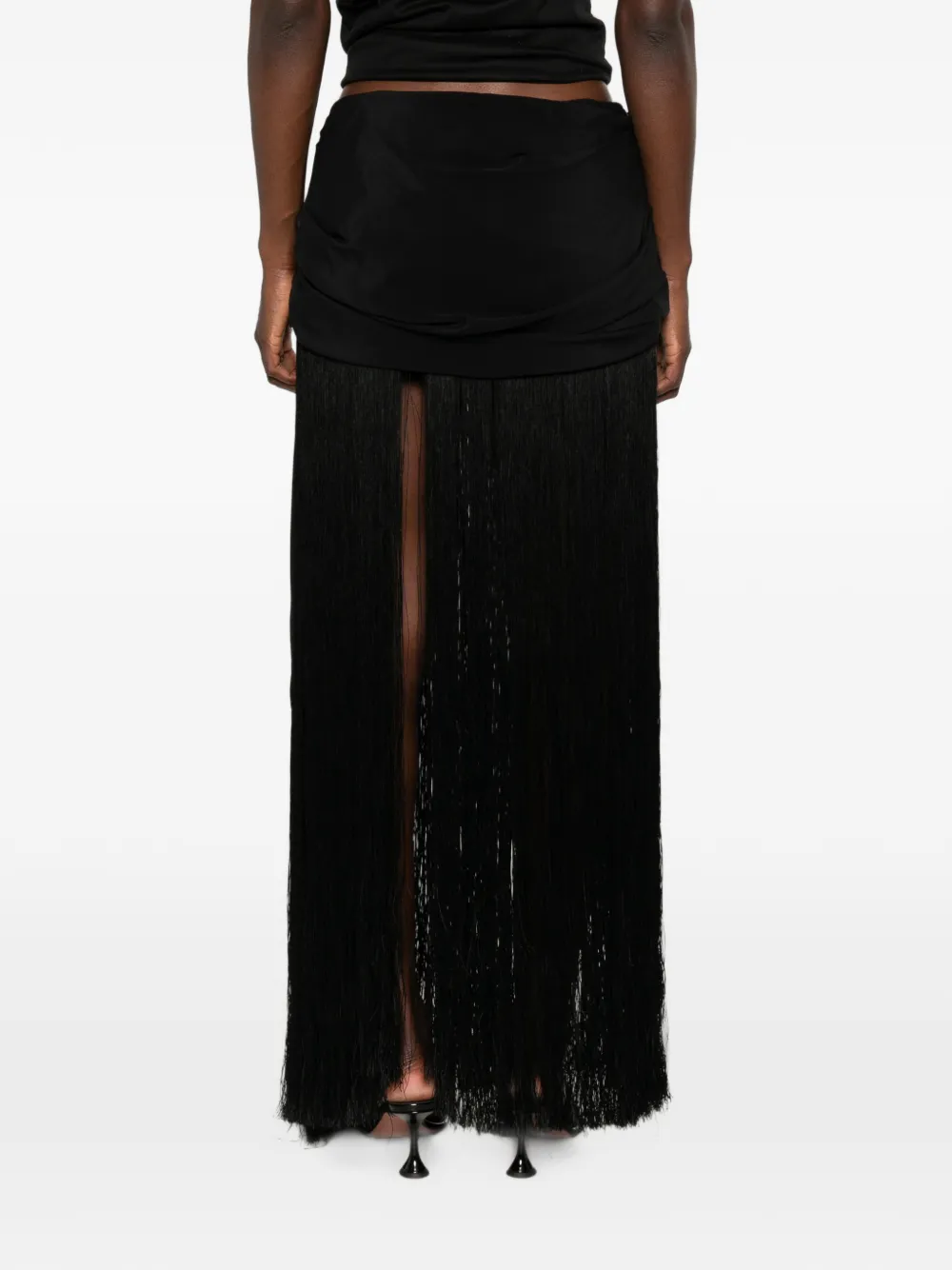Cult Gaia Saman maxi-rok met franje afwerking Zwart