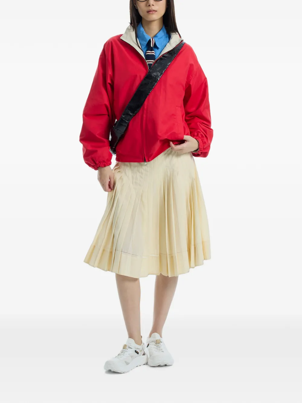 Low Classic Midi-plooirok met ceintuur Geel