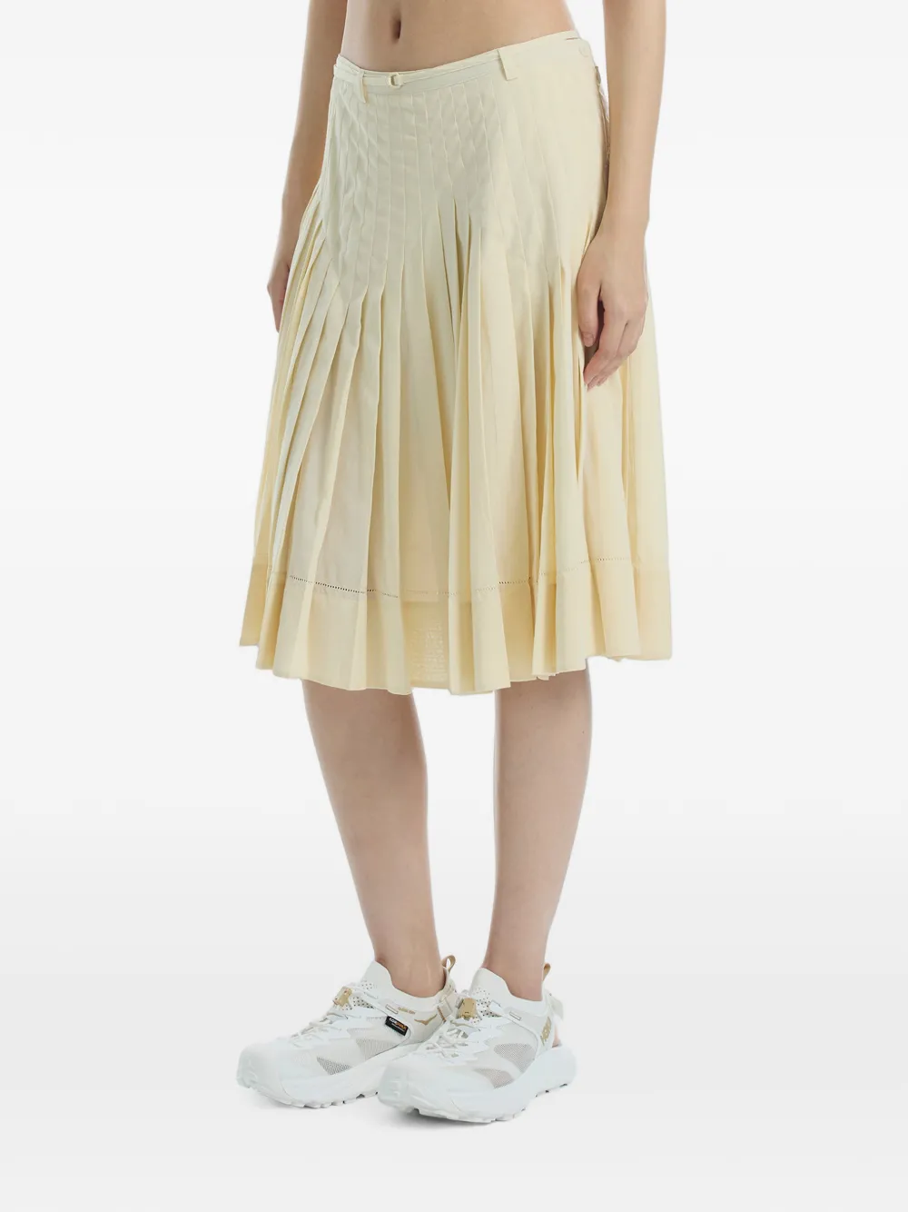 Low Classic Midi-plooirok met ceintuur Geel