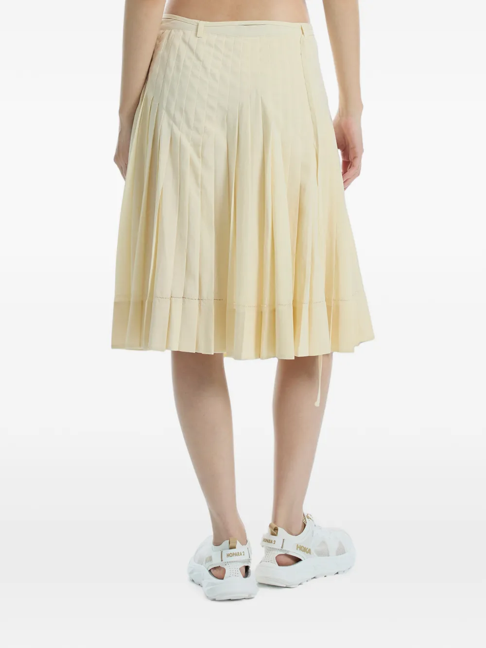 Low Classic Midi-plooirok met ceintuur Geel