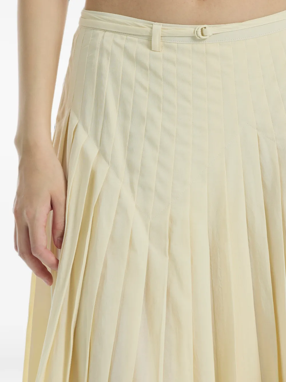 Low Classic Midi-plooirok met ceintuur Geel