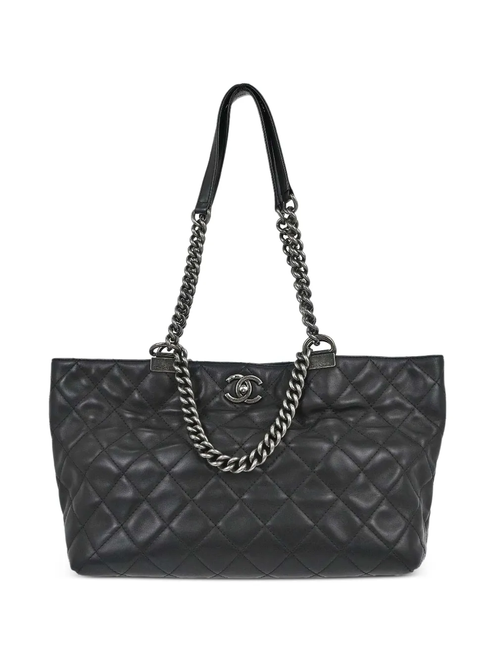 CHANEL Pre-Owned 2014 Shopping In Chains quilted leather tote bag - Nero