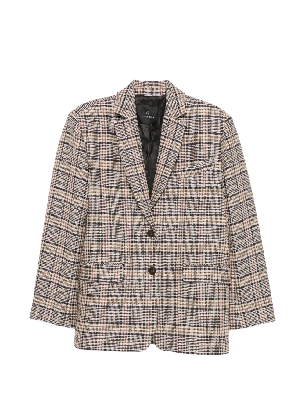 ANINE BING Quinn check-pattern single-breasted blazer - Toni neutri