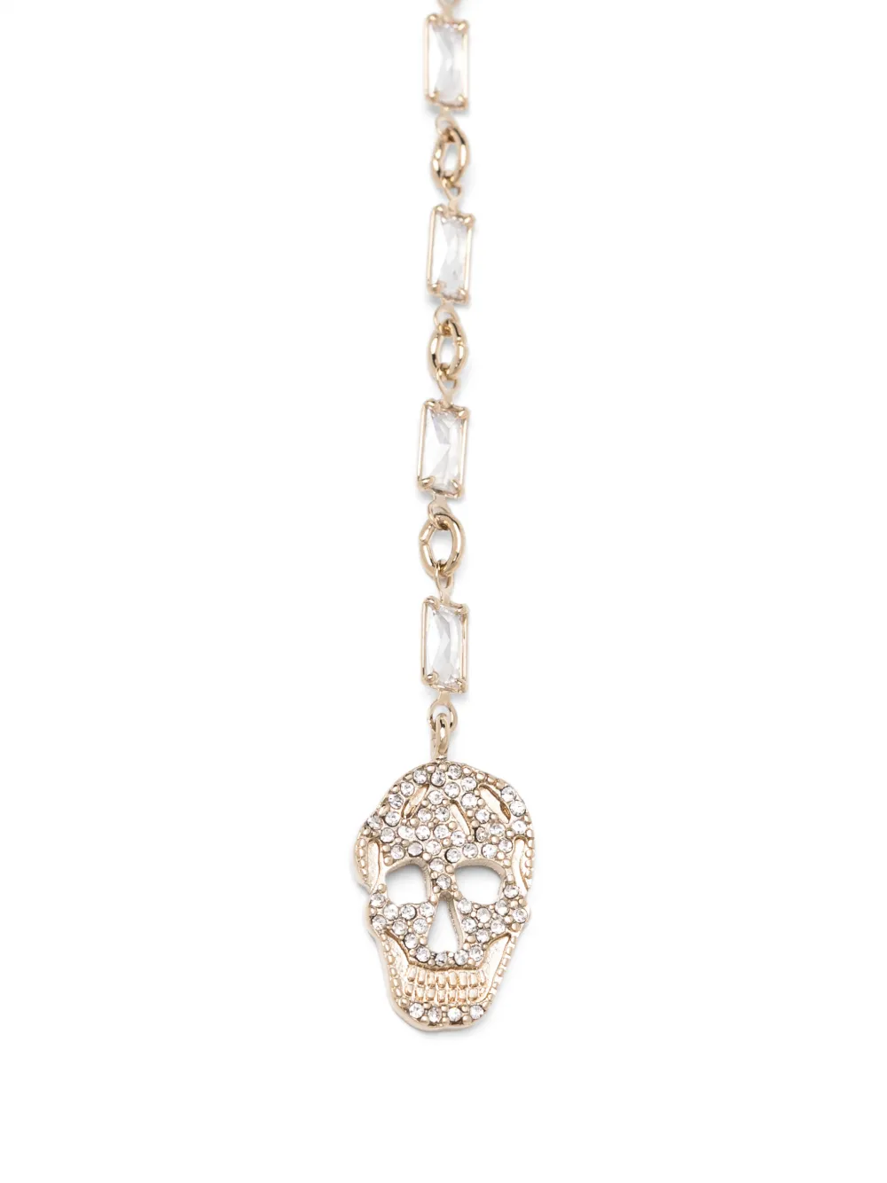 Alexander McQueen Pavé Skull Necklace in Gold, view 3