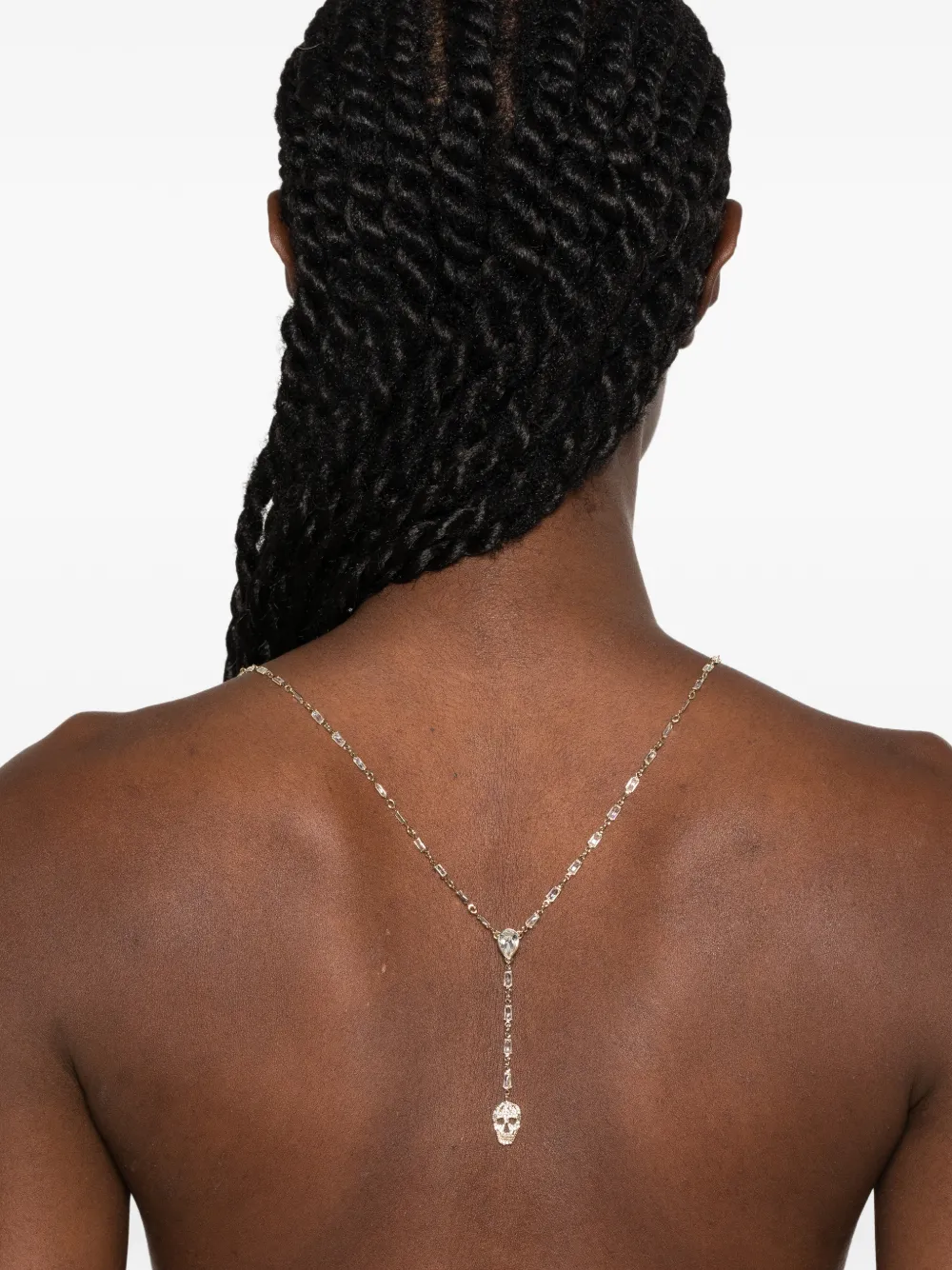 Alexander McQueen Pavé Skull Necklace in Gold, view 2