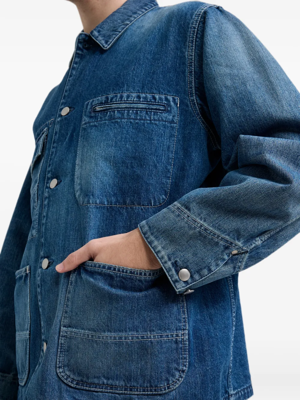 Vowels Chore denim jack met gebleekt effect Blauw