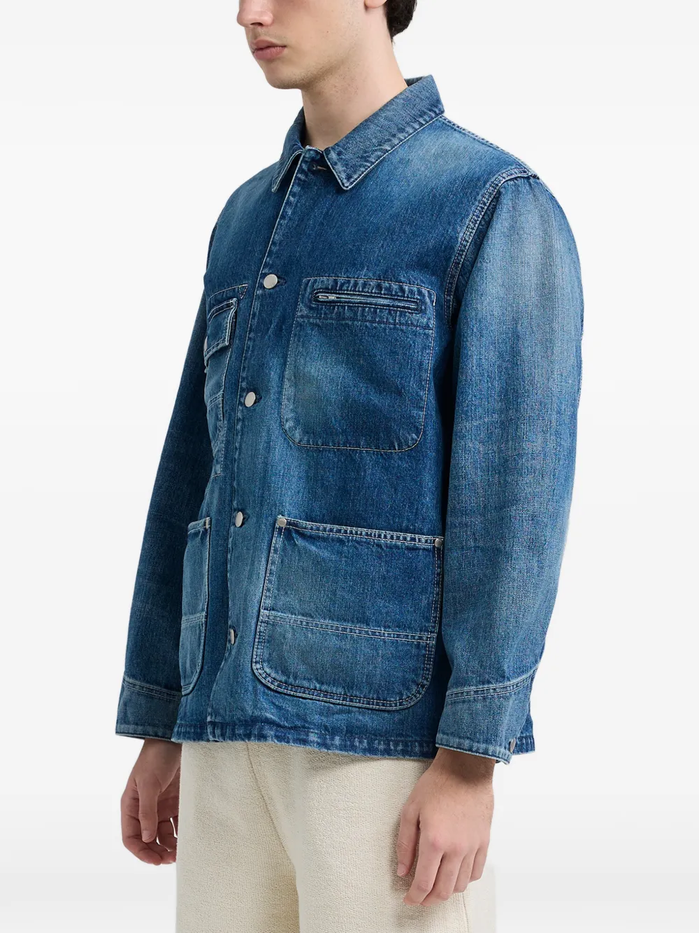 Vowels Chore denim jack met gebleekt effect Blauw