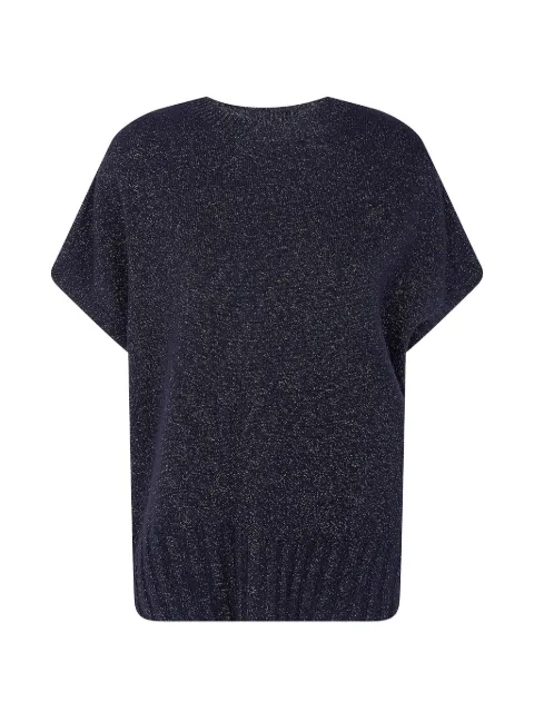 TWINSET lurex-knit short-sleeve sweater
