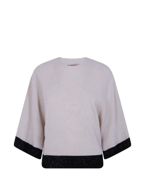 TWINSET lurex-knit raglan-sleeve sweater