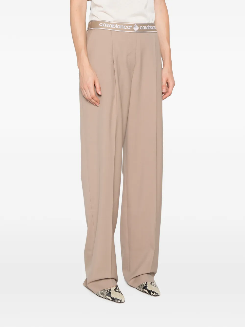 Casablanca Pantalon met logo tailleband Beige