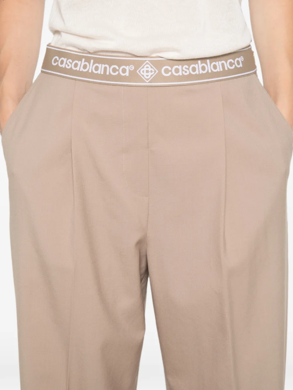 Casablanca Pantalon met logo tailleband Beige