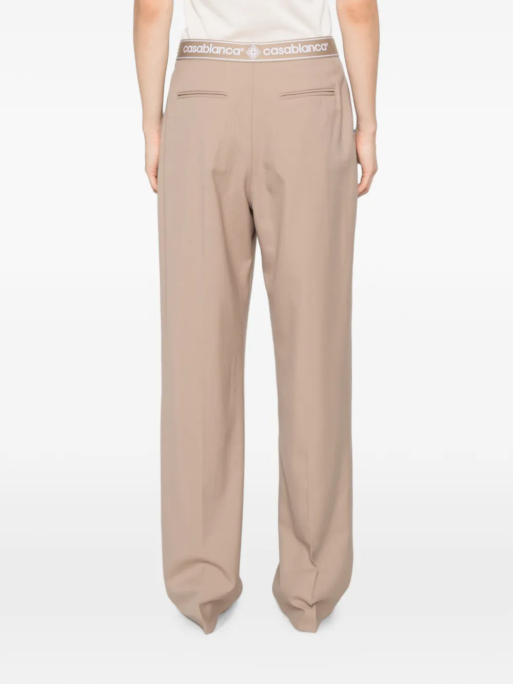 Casablanca Pantalon met logo tailleband Beige