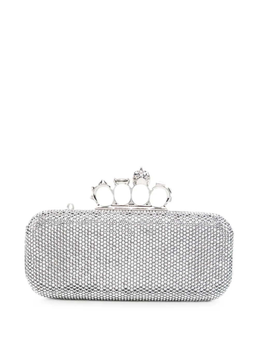 Alexander McQueen Long Knuckle crystal-embellished clutch bag - Silver