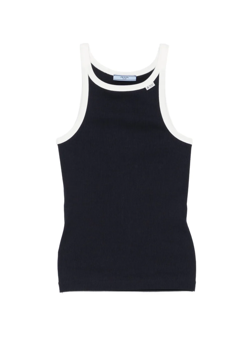Prada ribbed-knit logo-patch vest top - Blu