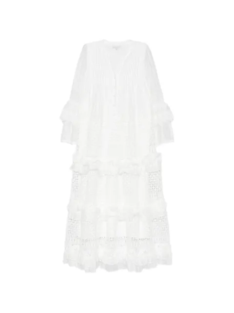 Paper Lace vestido midi con volantes y panel de encaje