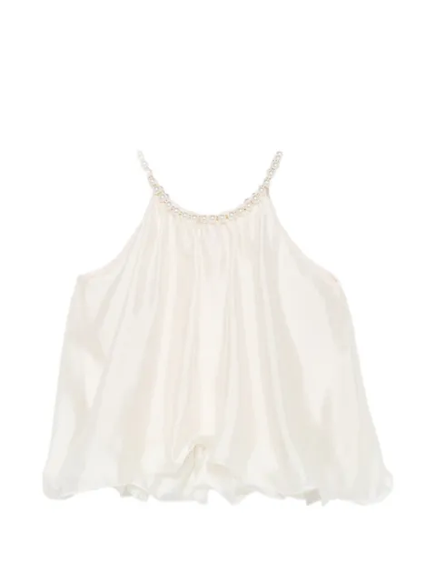 Paper Lace top a capas con perlas artificiales