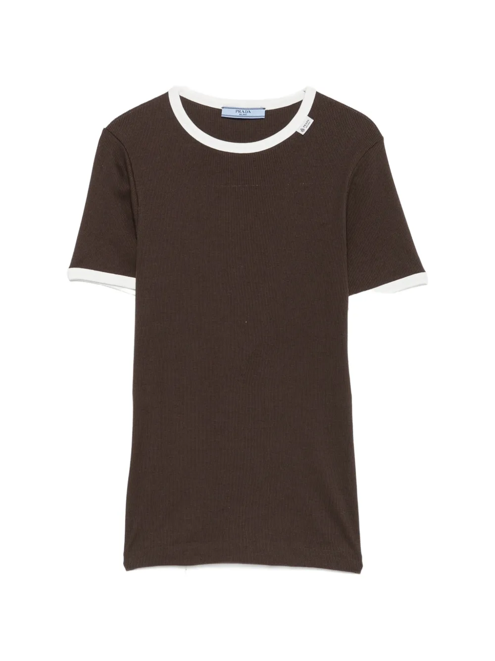 Prada ribbed-knit ringer T-shirt - Marrone