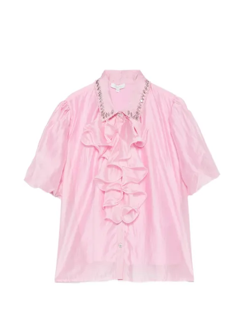 Paper Lace ruffled crystal-embellished shirt