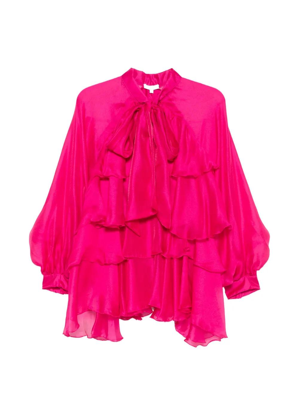 Paper Lace ruffled pussy-bow blouse - Rosa