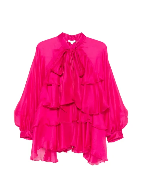 Paper Lace ruffled pussy-bow blouse