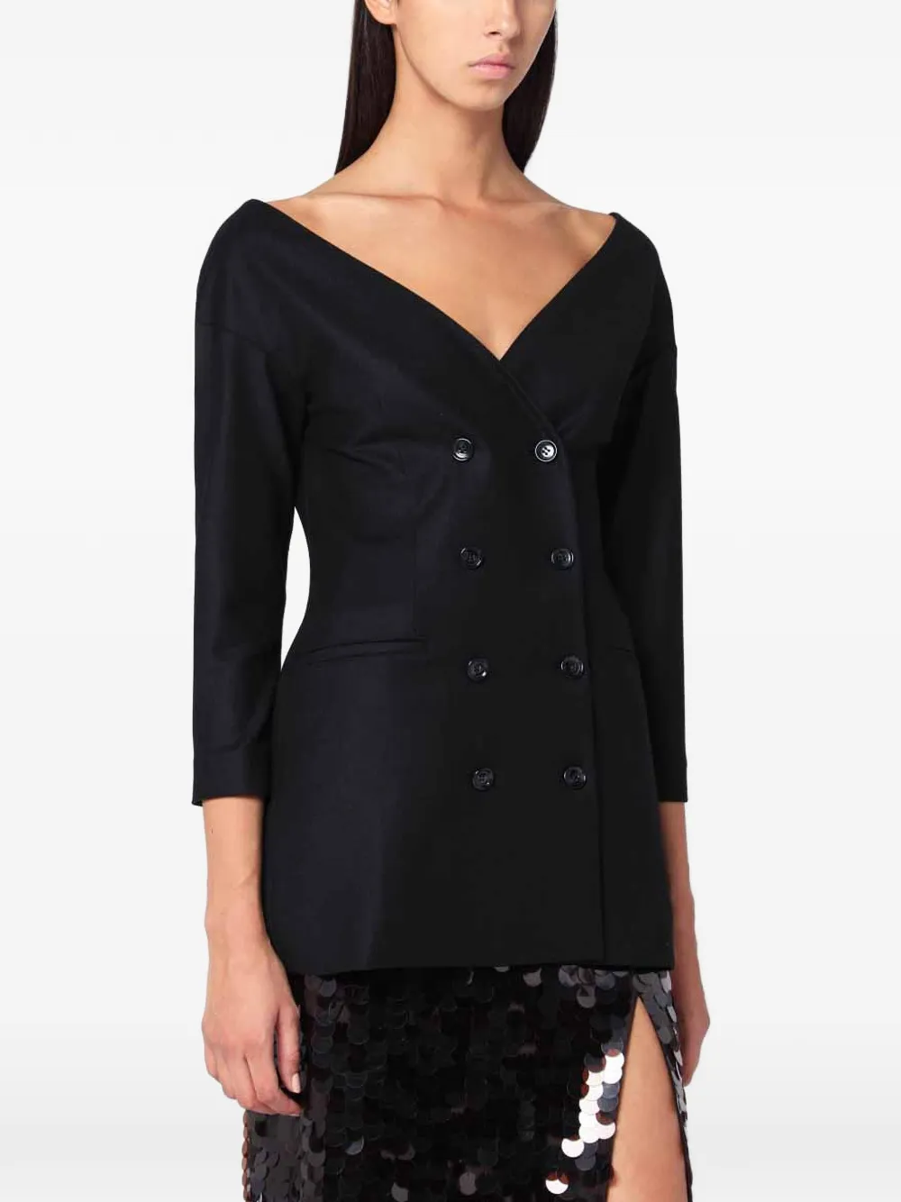 Alberta Ferretti off-shoulder fitted jacket - Nero