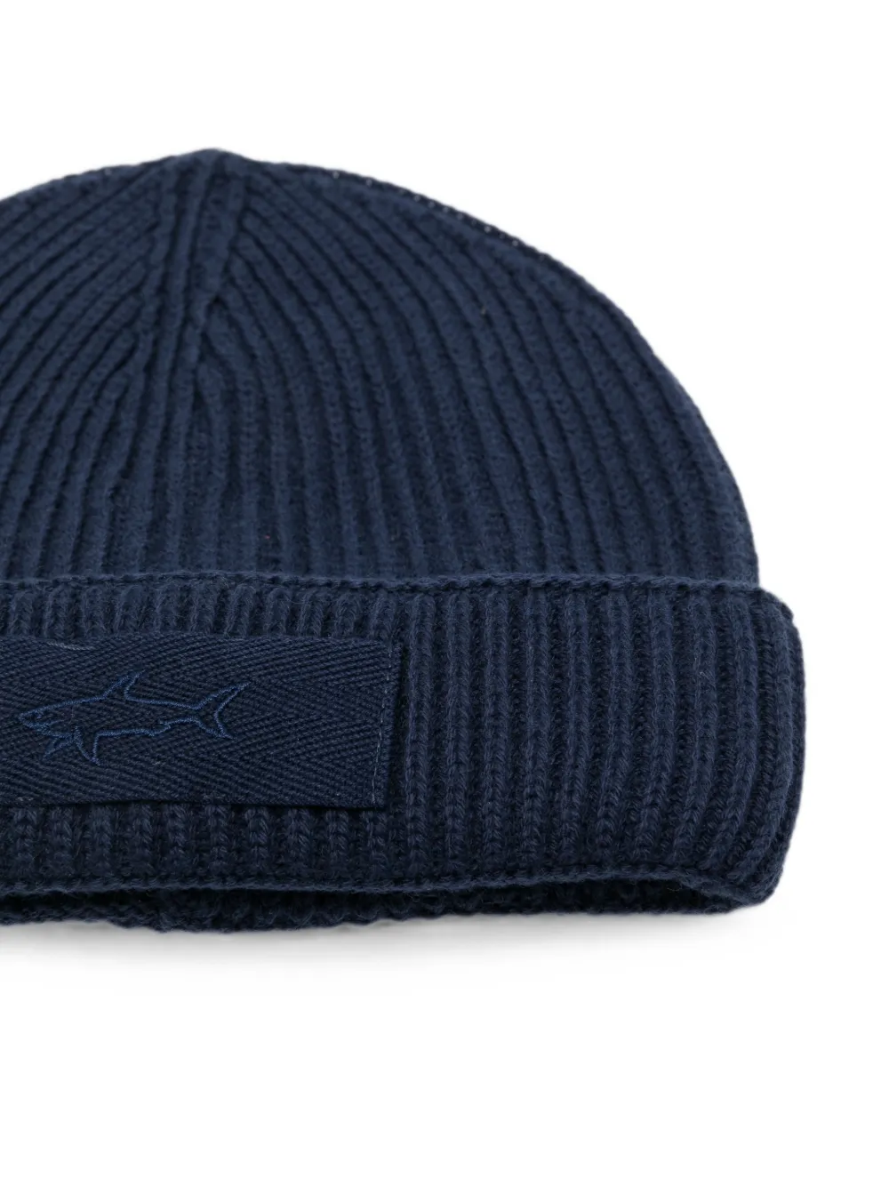 Paul & Shark Junior Geribbelde muts met logopatch Blauw