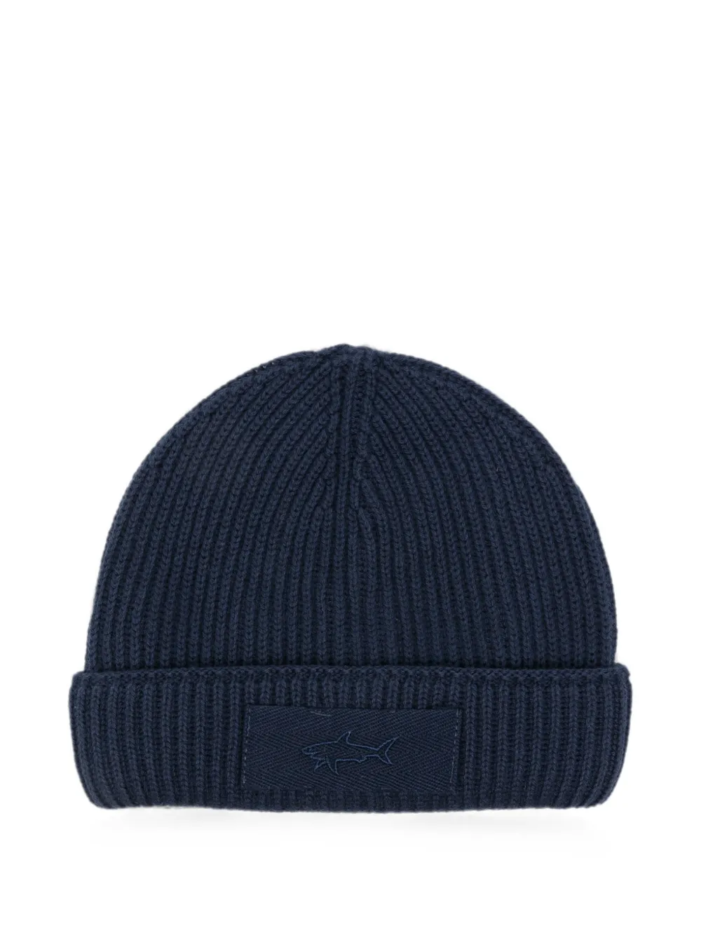 Paul & Shark Junior ribbed logo-patch beanie hat - Blu