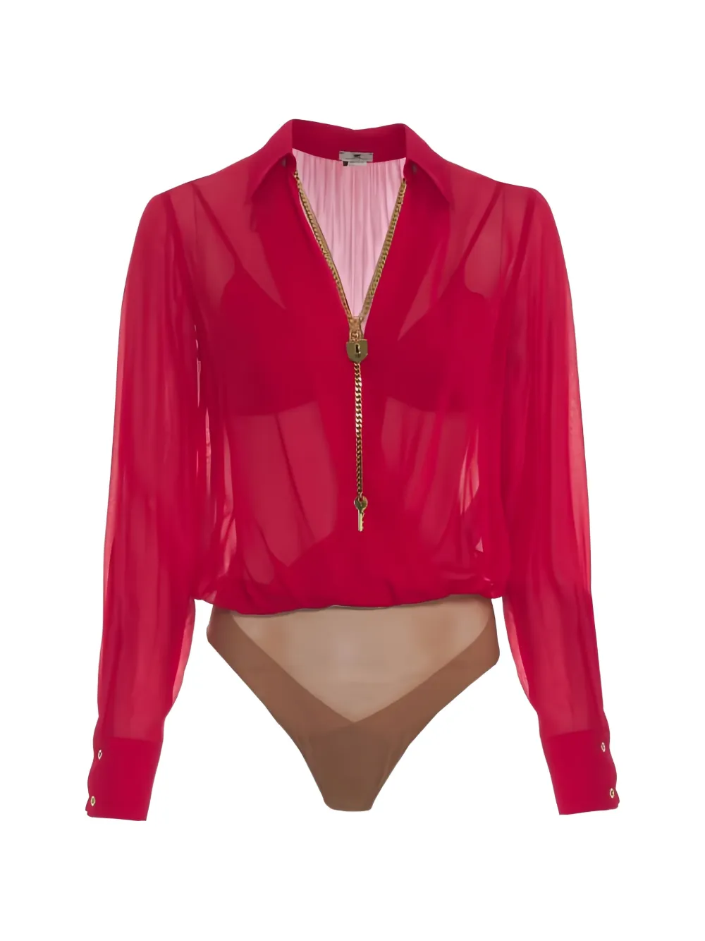 Elisabetta Franchi chain-link padlock-detail bodysuit - Red