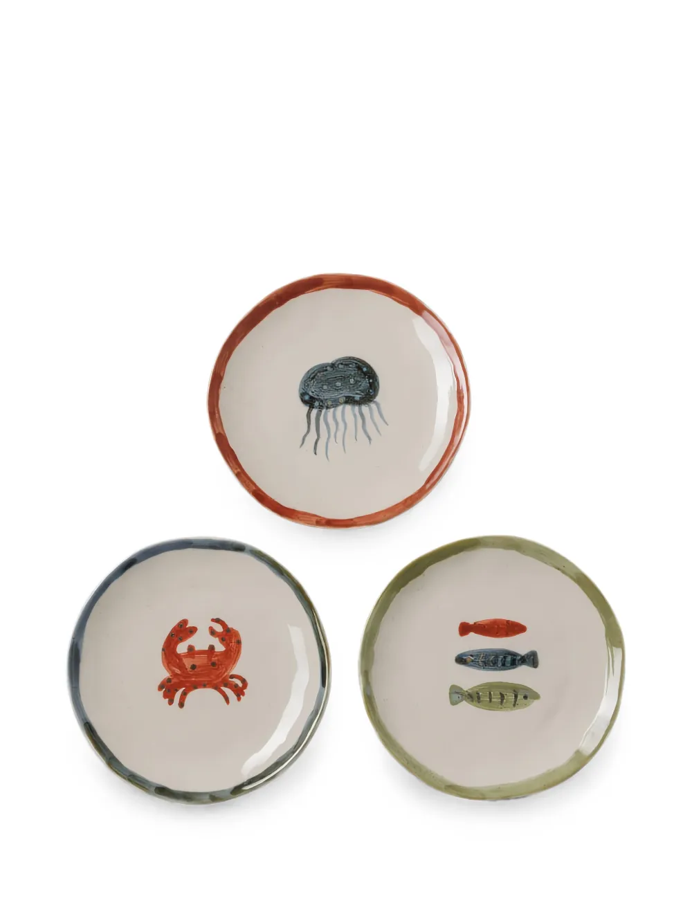 CU I SEEYOU marine-print ceramic plates - Nude