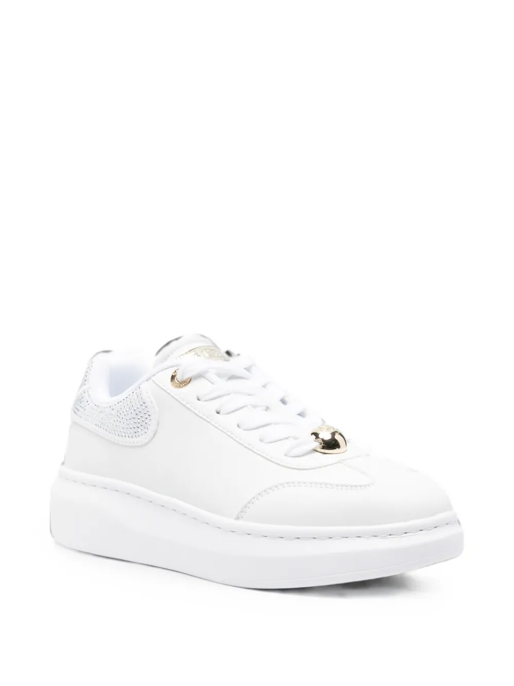 GUESS USA crystal-embellished leather sneakers Wit