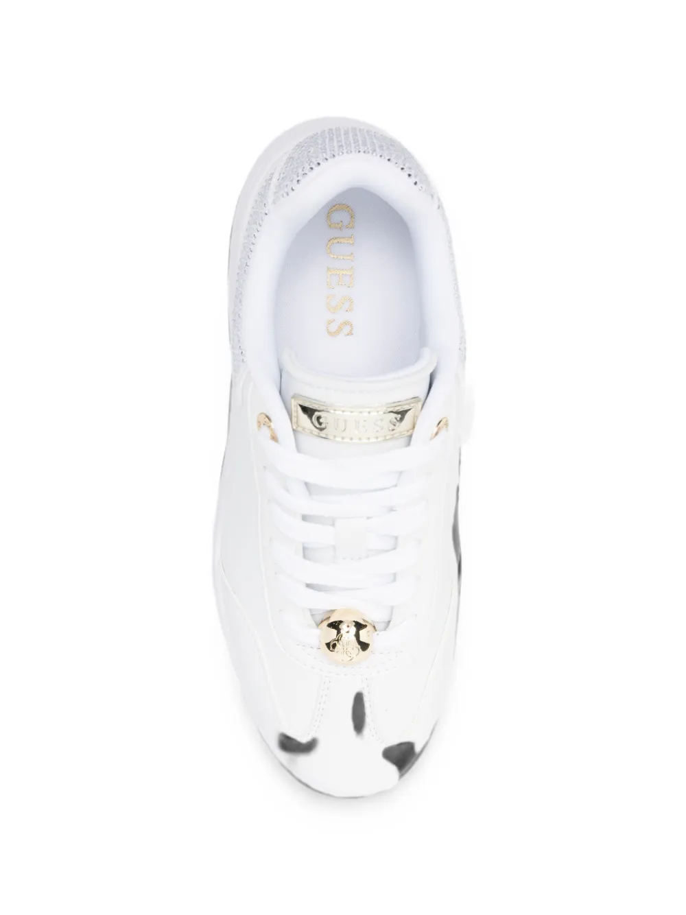 GUESS USA crystal-embellished leather sneakers Wit