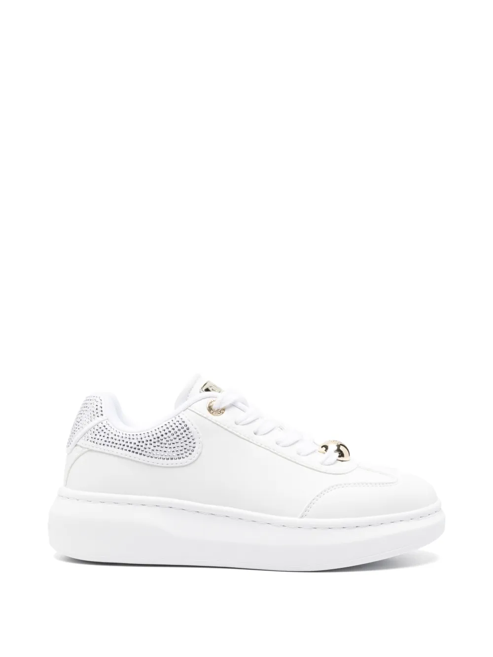 GUESS USA crystal-embellished leather sneakers Wit