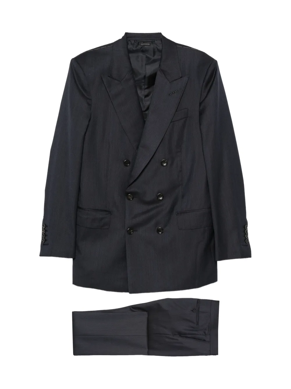 TOM FORD herringbone double-breasted suit - Blu
