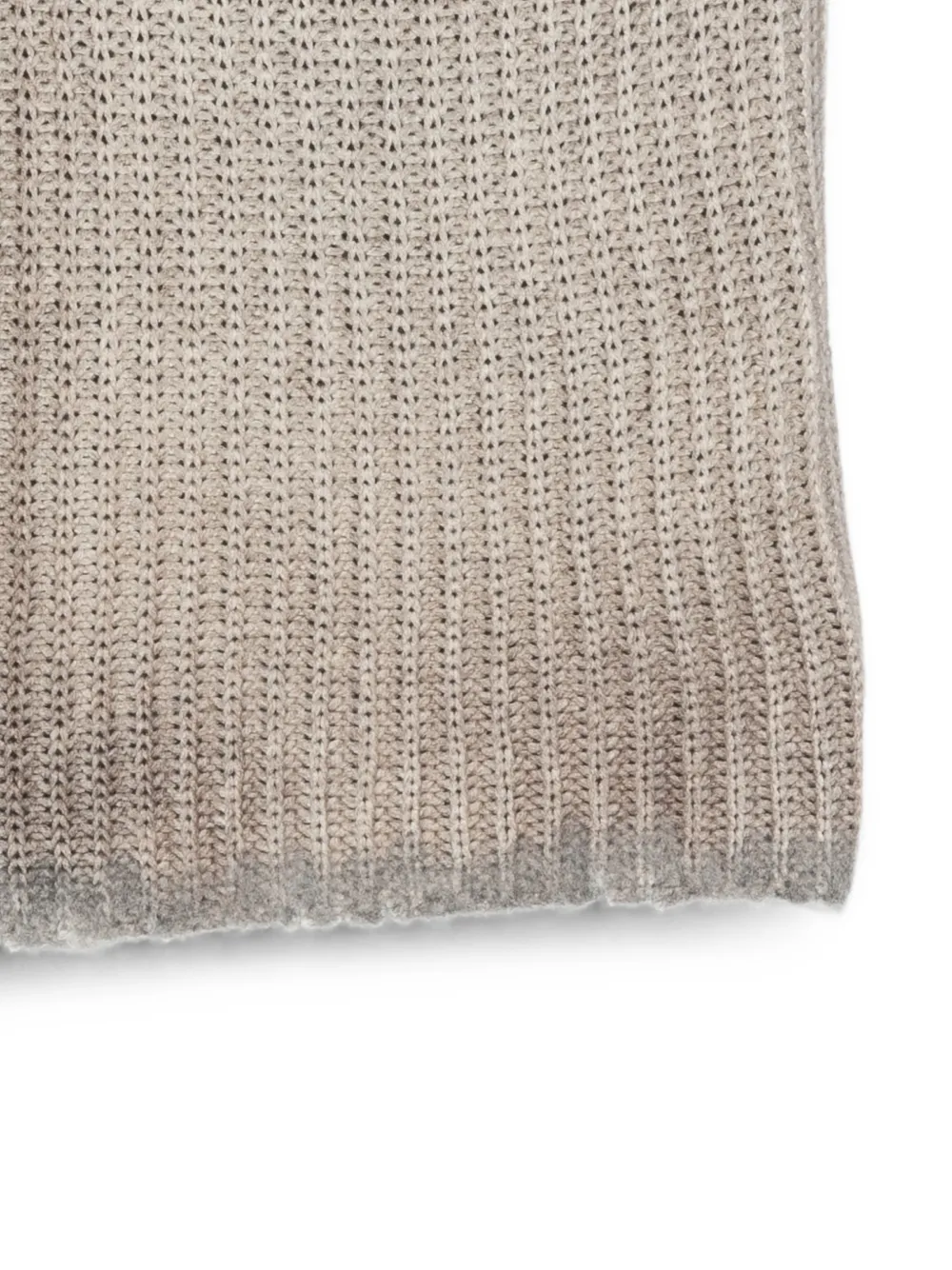 Avant Toi Ribgebreide sjaal met franje Beige
