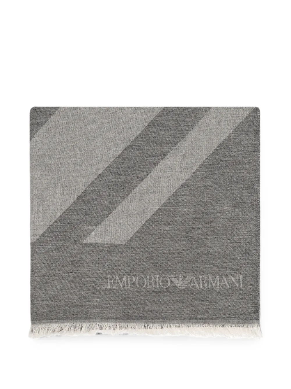 Emporio Armani logo-print frayed scarf - Grau