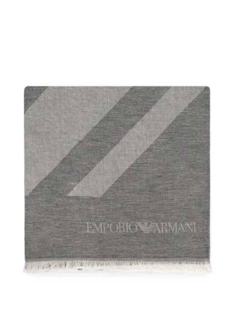 Emporio Armani logo-print frayed scarf
