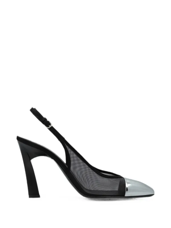 Emporio Armani Mesh-panelled Cap-toe Pumps in Black
