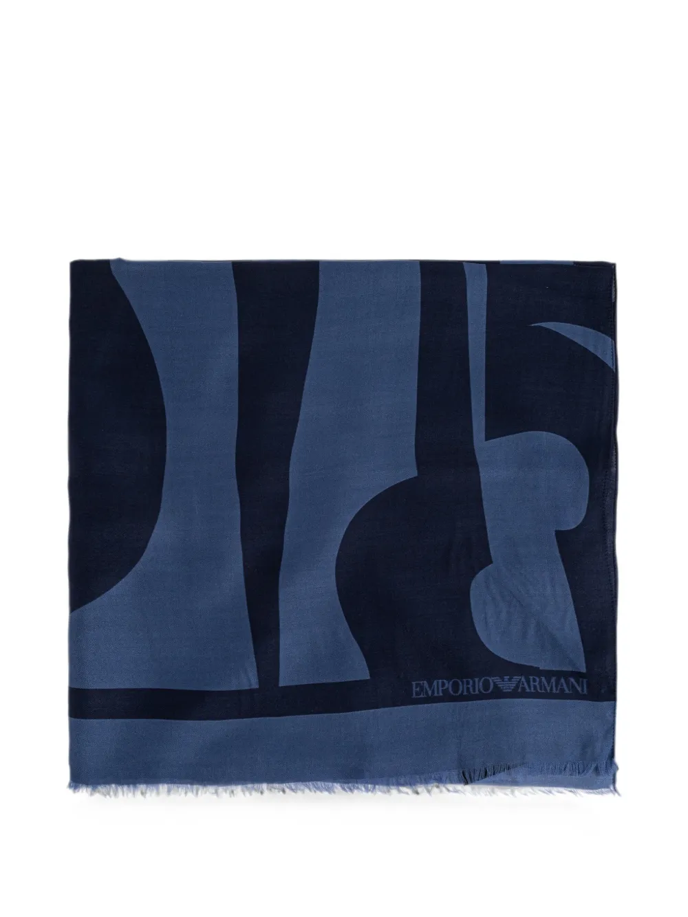 Emporio Armani logo-print frayed scarf - Blu
