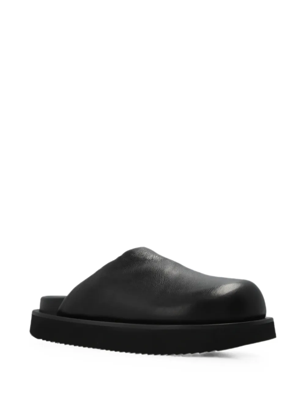 Rick Owens leather flat mules Zwart