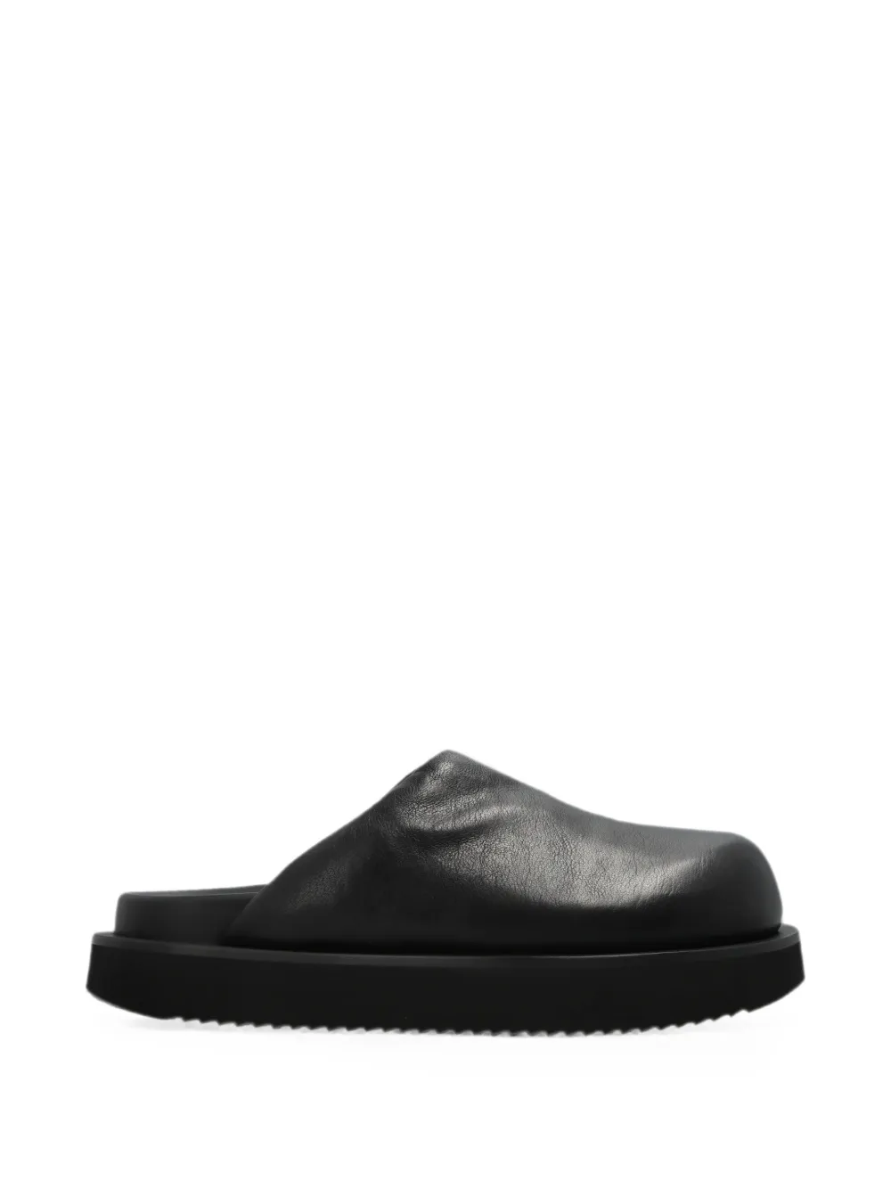 Rick Owens leather flat mules Zwart