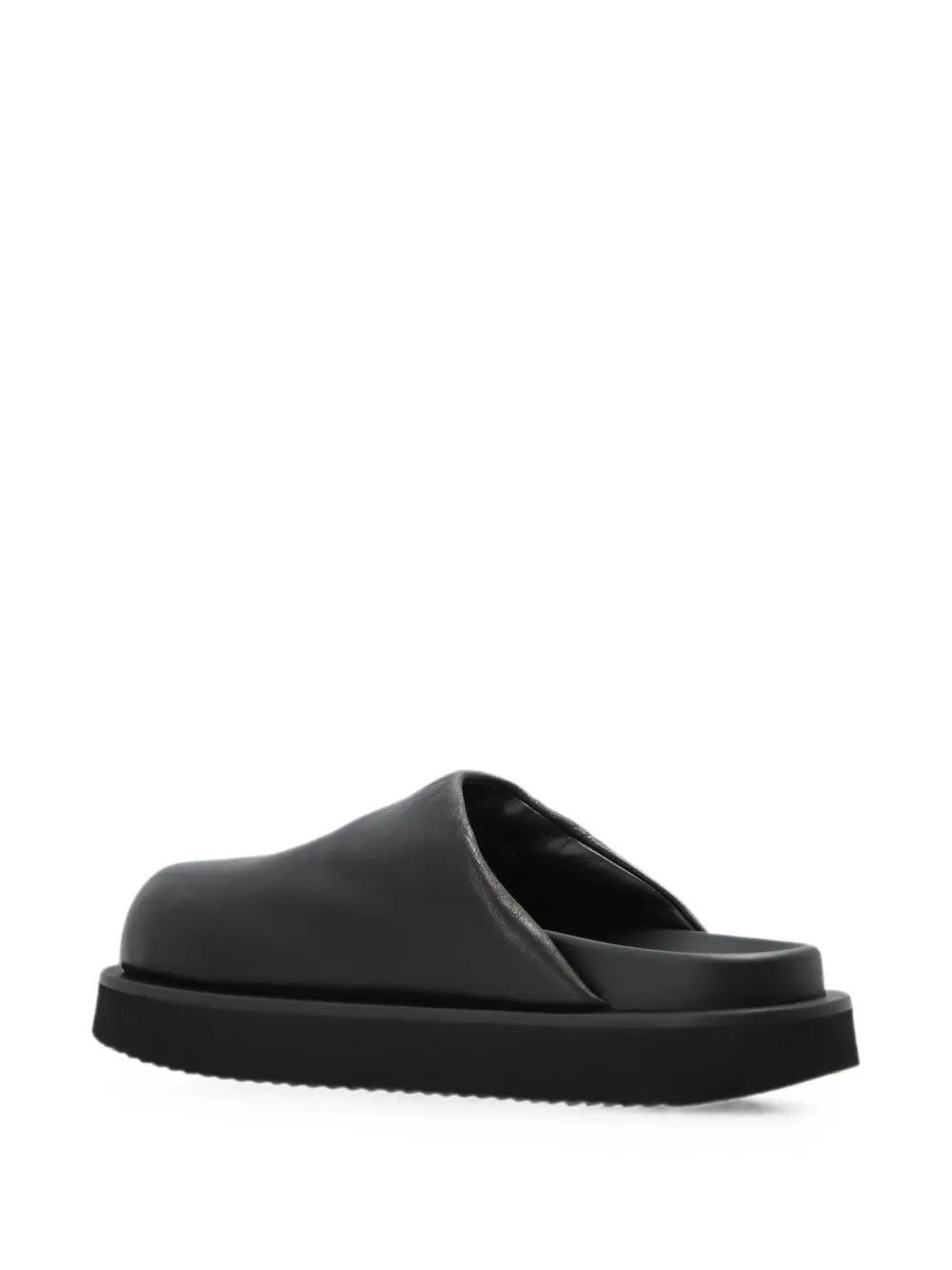 Rick Owens leather flat mules Zwart