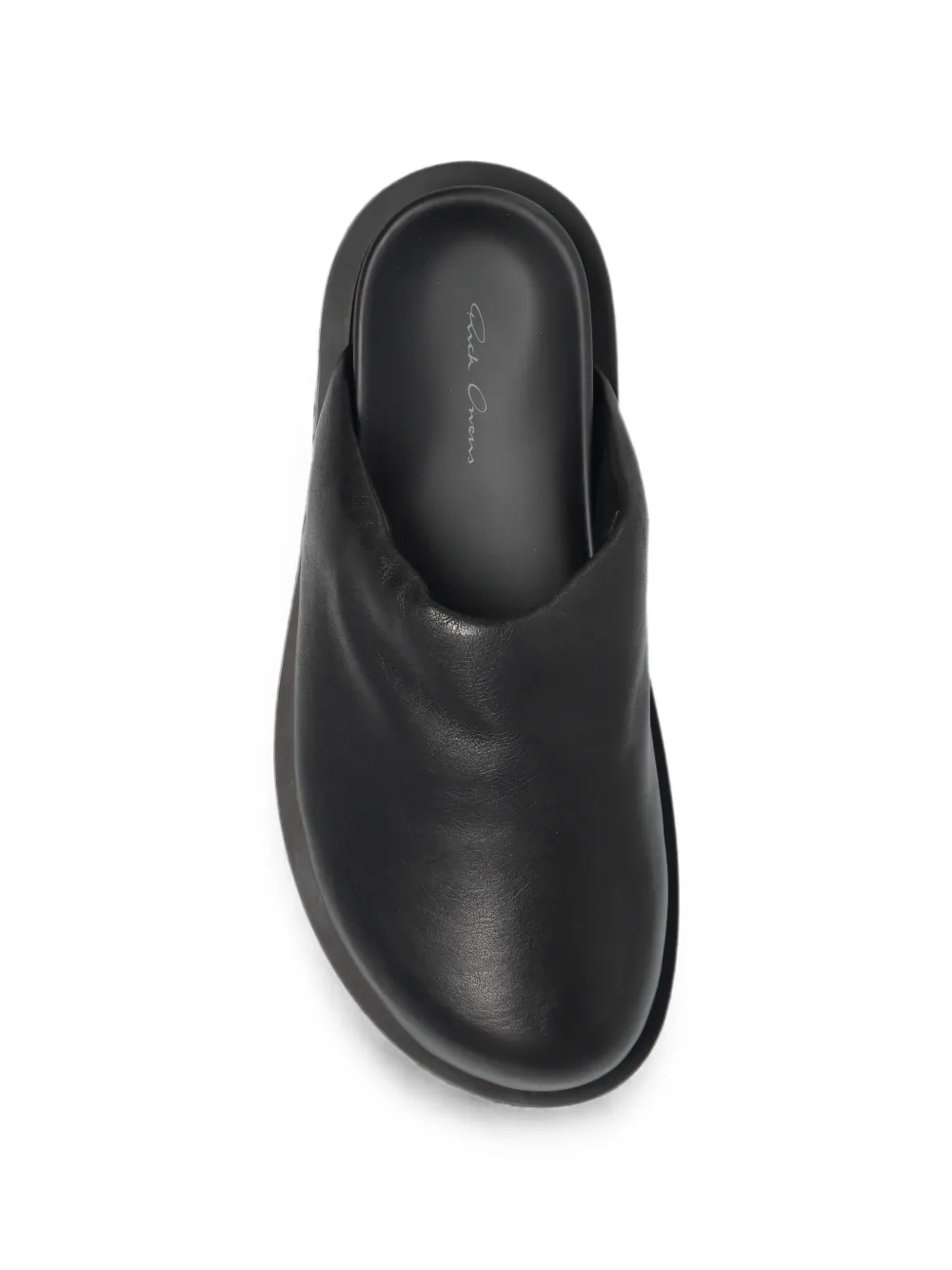 Rick Owens leather flat mules Zwart