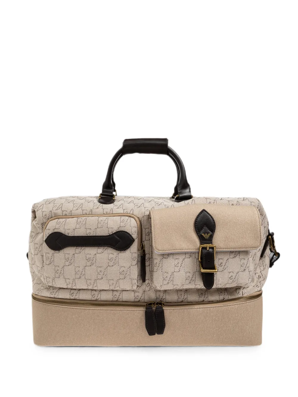 Emporio Armani monogram-print holdall - Toni neutri