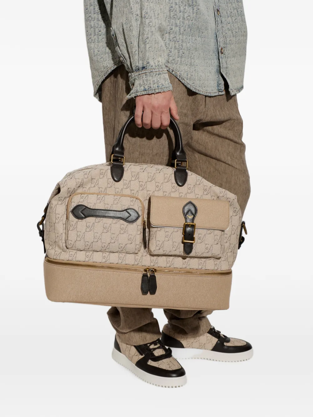 Emporio Armani Reistas met monogramprint Beige