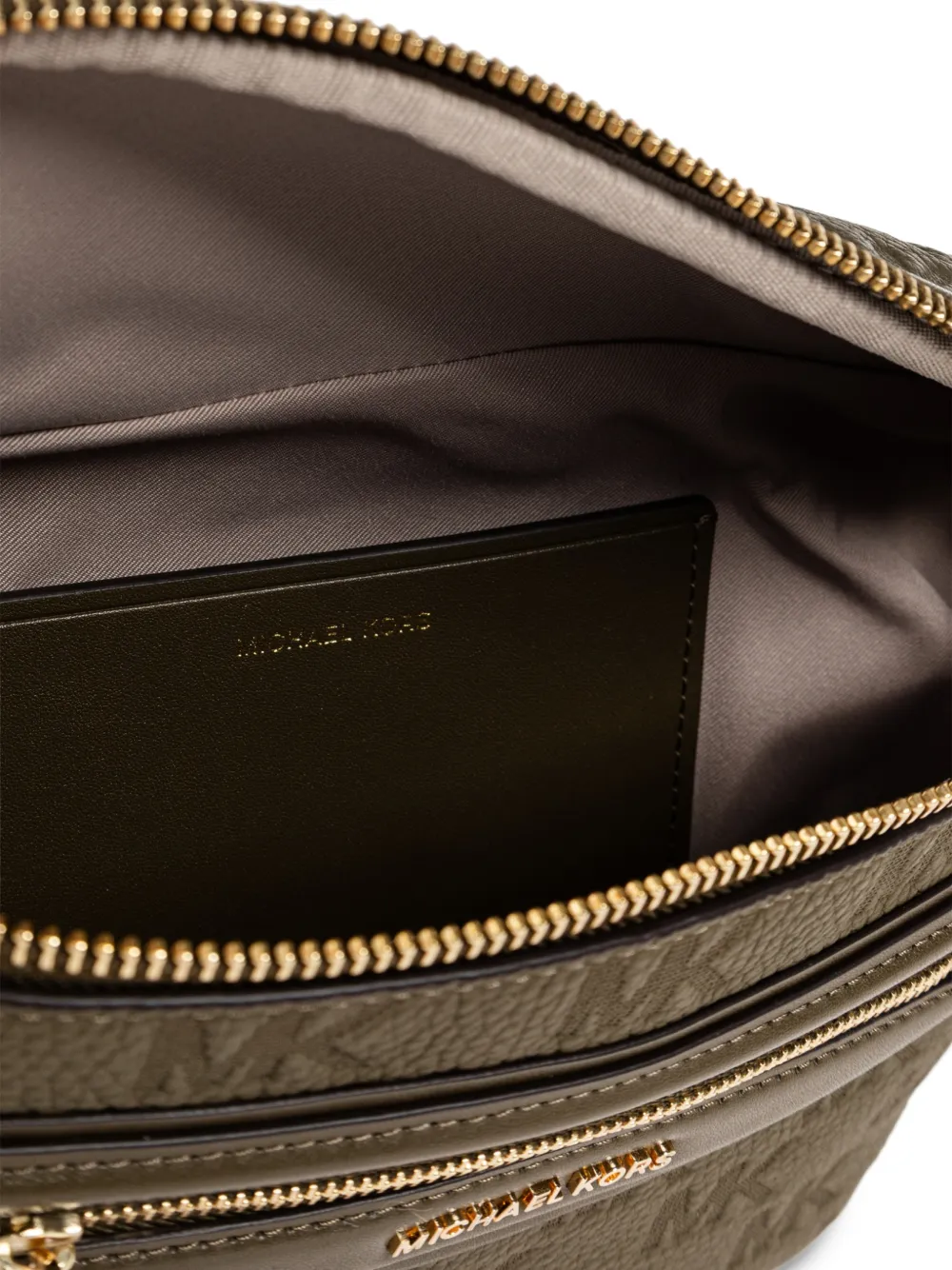 Michael Kors Jet Set Travel logo-embossed leather belt bag Groen